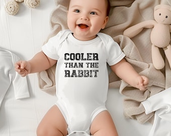 Easter Baby Shirt Cooler Than The Rabbit, Funny Easter Shirt, Kid Easter Tshirt, Boys Easter Shirt, Easter Baby Bodysuit, Easter Basket Gift