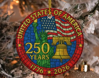 United States 250th Anniversary Ceramic Ornament, 1776-2026 Patriotic Ornament, American Independence Day Keepsake Gift