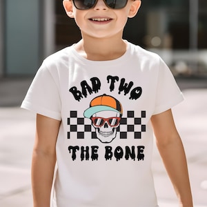 Bad Two the Bone Shirt for 2 Year Old Birthday, Trendy 2nd Birthday Shirt for Toddlers, Retro Second Birthday Tee, Gift for 2nd Birthday Boy