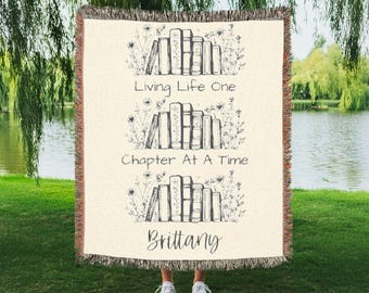 Book Lover Blanket, Custom Woven Blanket, Bookish Blanket, Bookshelf Blanket Gift For Book Lover, Bookish Woven Tapestry, Gift For Readers