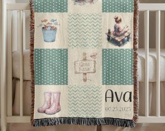 Personalized Baby Blanket, Baby Fishing Blanket, Custom Baby Name Blanket, Nursery Decor Gifts, Newborn Custom Blanket, Baby Shower Gift