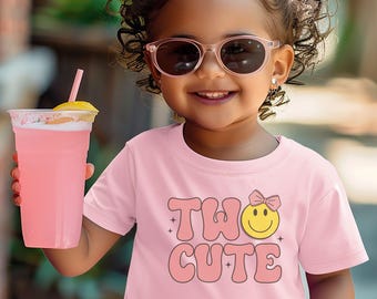 Two Cute Shirt for 2 Year Old Birthday, Retro 2nd Birthday Shirt for Toddlers, Second Birthday Girl Outfit, Gift for 2nd Birthday Girl