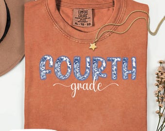 Fourth Grade Teacher Shirt, 4th Grade Team Teacher Shirt, Toile De Jouy Shirt, Comfort Colors Teacher Shirt, Back To School Tee,Teacher Gift