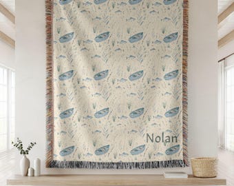 Personalized Baby Blanket, Baby Fishing Blanket, Custom Baby Name Blanket, Nursery Decor Gifts, Newborn Custom Blanket, Baby Shower Gift,