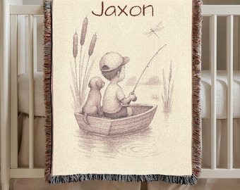 Personalized Baby Blanket, Baby Fishing Blanket, Custom Baby Name Blanket, Nursery Decor Gifts, Newborn Custom Blanket, Baby Shower Gift,