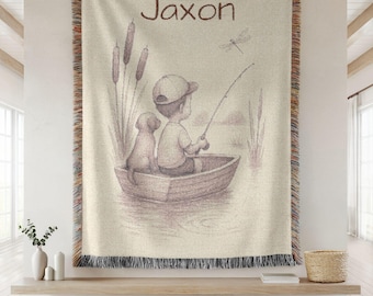 Personalized Baby Blanket, Baby Fishing Blanket, Custom Baby Name Blanket, Nursery Decor Gifts, Newborn Custom Blanket, Baby Shower Gift,