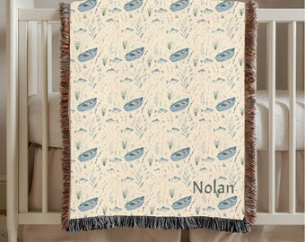 Personalized Baby Blanket, Baby Fishing Blanket, Custom Baby Name Blanket, Nursery Decor Gifts, Newborn Custom Blanket, Baby Shower Gift,