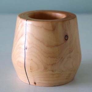 Hand turned pine wood storage pot