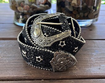 Y2k/2000s Black Rhinestones Detailing, With Metal Stars