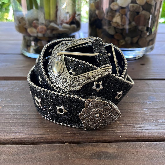 Y2k/2000s Black Rhinestones Detailing, With Metal Stars Y2k/2000s Black Rhinestones Detailing, With Metal Stars