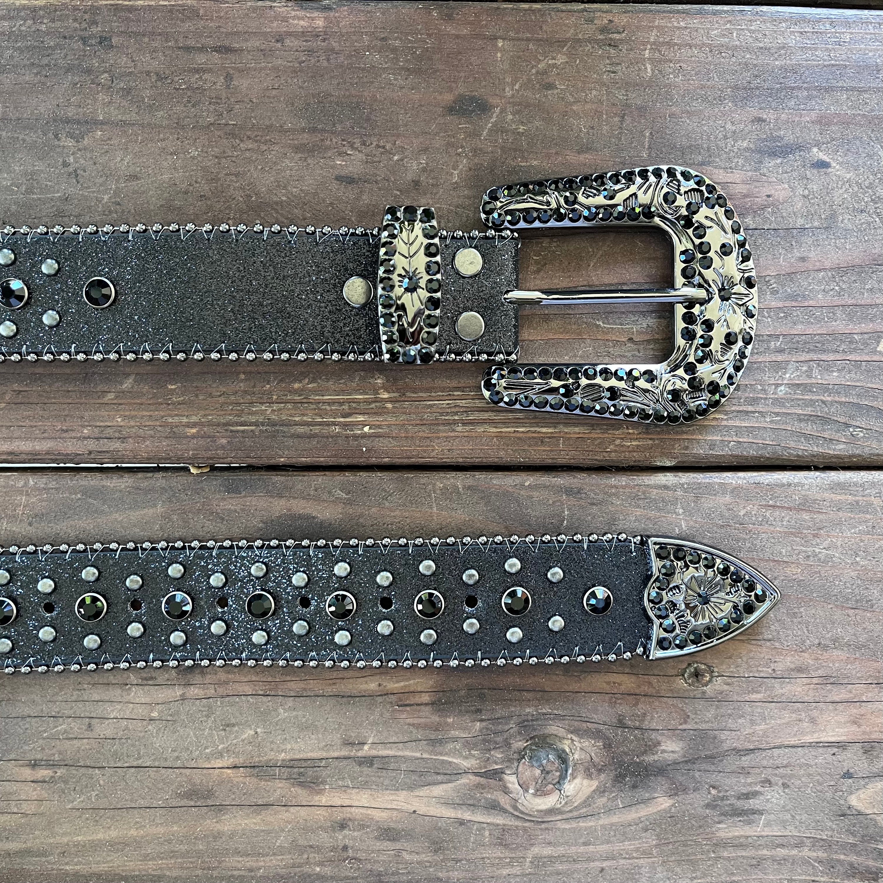 Y2k/2000s Black Rhinestones Detailing, With Metal Crosses