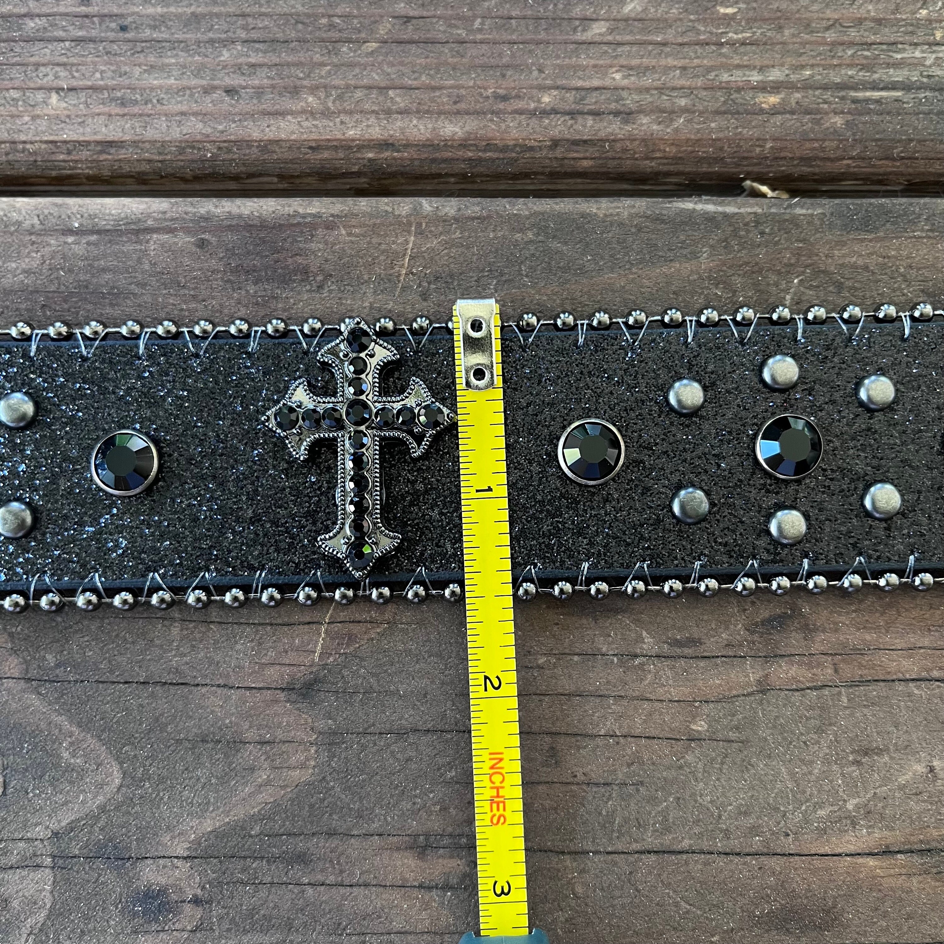 00s Y2K BACK STREET CRAWLER 両面ブラックパンサー刺繍 Y2k/2000s Black Rhinestones Detailing, With Metal Crosses