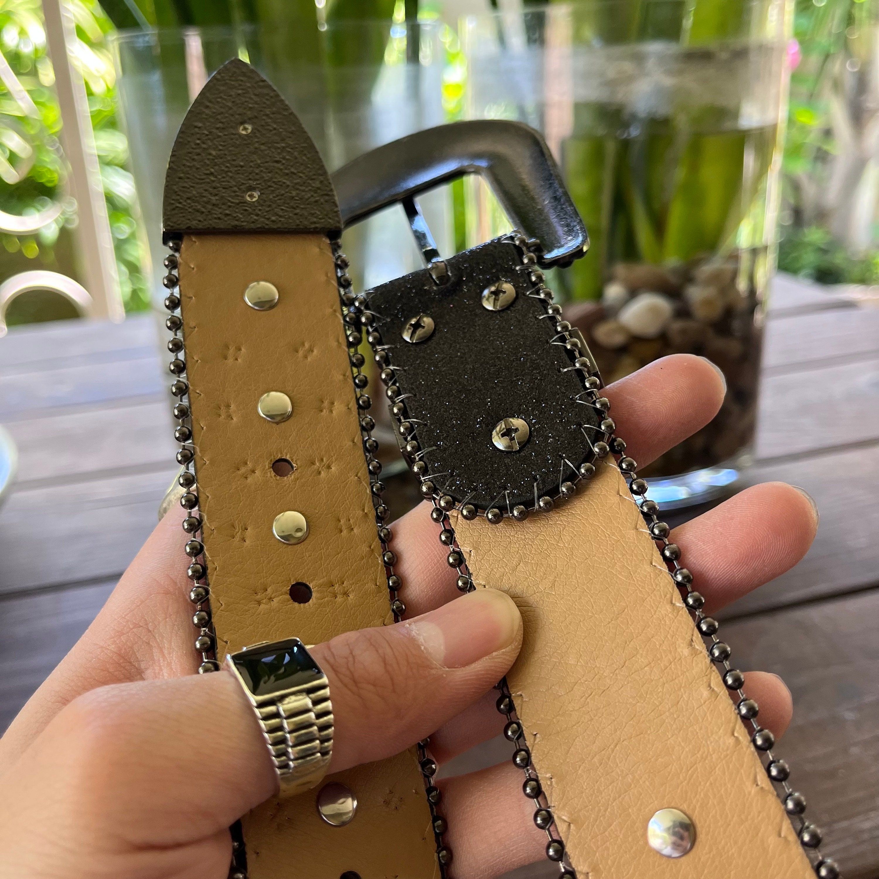 Y2k/2000s Black Rhinestones Detailing, With Metal Crosses Grunge