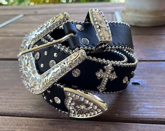 Y2k/2000s Rhinestones Detailing, With Silver Metal Crosses Grunge