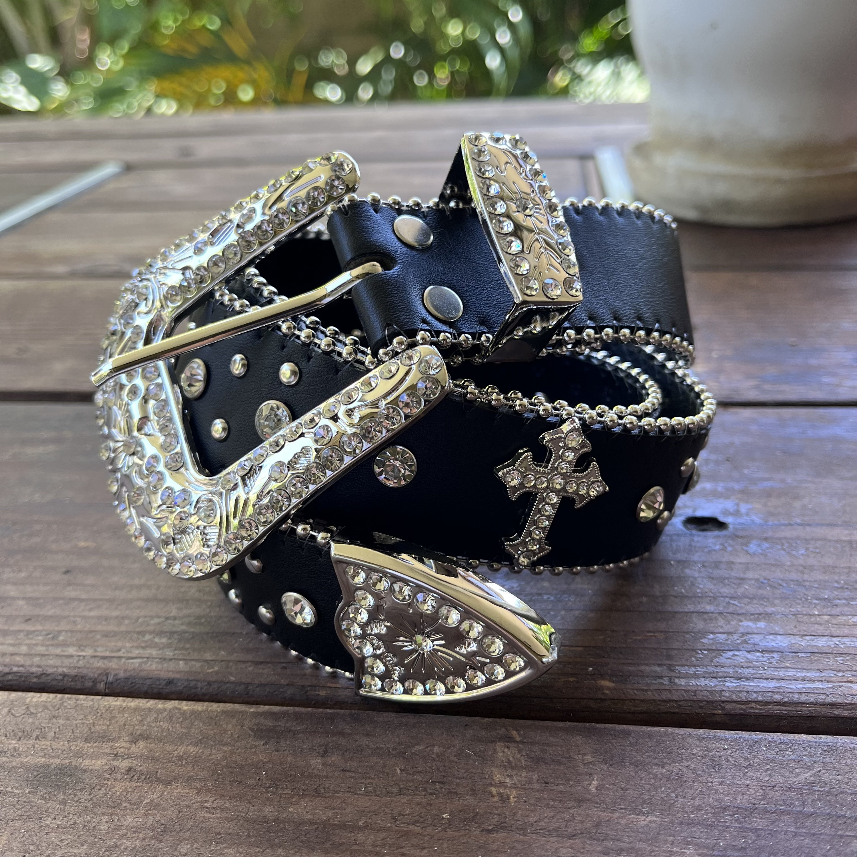 Y2k/2000s Rhinestones Detailing, With Silver Metal Crosses Y2k/2000s Rhinestones Detailing, With Silver Metal Crosses