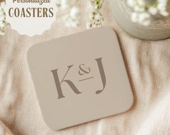 Personalized Coaster Custom Wedding Gift Personalized Housewarming Gift Set for Couples Bridal Shower Initial Coaster Meaningful Gift Ideas