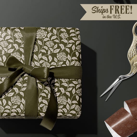 Elegant Floral Wrapping Paper Modern Christmas Wrapping Gift Holiday Wrap Present for Her Birthday Wedding Christmas Special Occassion Gift