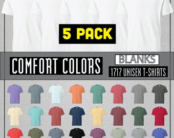 Camisetas unissex em branco Comfort Colors 1717, camiseta pesada, camisa fiada em anel, cores confortáveis, camisas em branco, camisas grandes, camisetas unissex