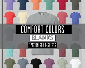 Camisetas unissex em branco Comfort Colors 1717, camiseta pesada, camisa fiada em anel, cores confortáveis, camisas em branco, camisas grandes, camisetas unissex