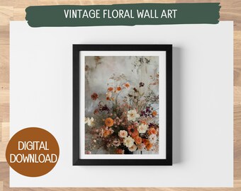 Colorful Vintage Floral Wall Art | Digital Download | Printable Floral Art | Various Sizes Available | Instant Download