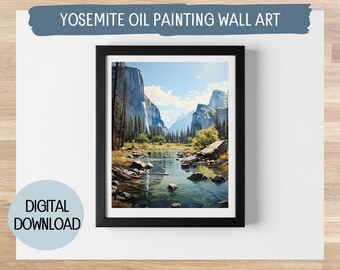 Yosemite National Park Oil Painting - Digital Print, Scenic Home Decor, Available in 5 Sizes