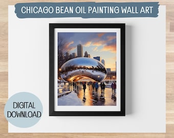 Chicago Bean Oil Painting - Digital Print, Modern Chicago Art, Available in 5 Sizes, Scenic Home Decor