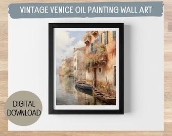 Vintage Oil Painting of Venice - Printable Download in 5 Sizes - Instant Digital Art