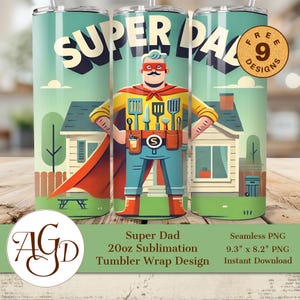 Super Dad Tumbler Wrap PNG – Design engraçado de sublimação fina de 20 onças para presente de Dia dos Pais do Grill Master, download digital do BBQ Hero