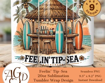 Envoltura para vaso Feelin' Tip-Sea de 20 oz, envoltura de sublimación de playa, envoltura divertida para vaso, png de vacaciones, envoltura de vaso de sublimación playera png