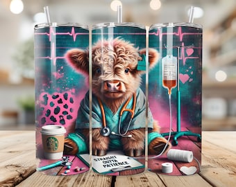Envoltura para vaso de enfermera de vaca de las Tierras Altas: Diseño PNG de leopardo divertido (descarga digital)