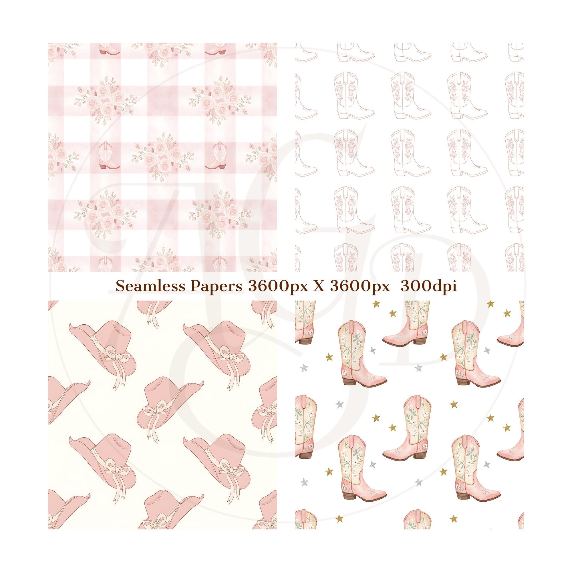 Pink Cowgirl Digital Paper Bundle | Western Seamless Patterns | Cowgirl ...