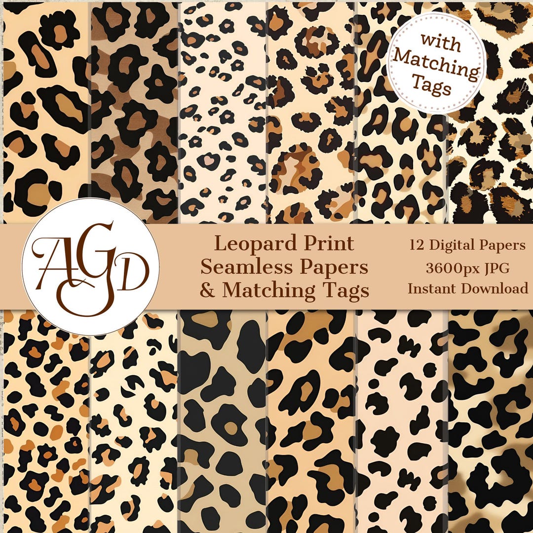 Leopard Print Seamless Digital Paper Bundle Animal Print Theme ...