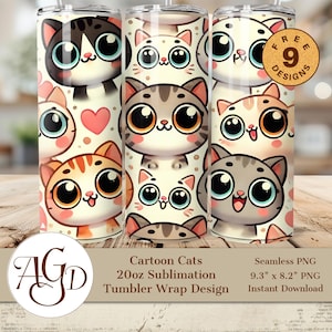 Cartoon Cat Skinny Tumbler PNG Wrap, cat clipart, Straight Wrap, dog and cat  Sublimation Digital Download, pet adoption, cartoon animal png