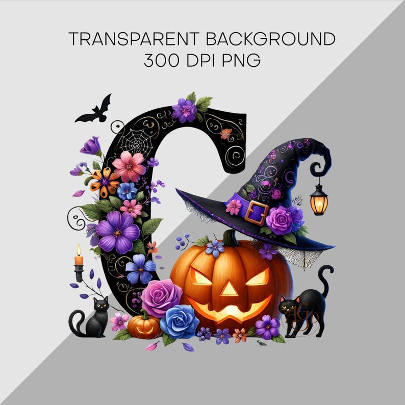 Halloween Alphabet Letter C Clipart, Png, Digital Download, Junk ...
