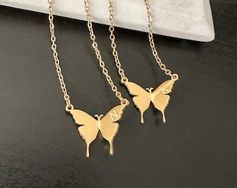 Vlinderketting, eerste ketting, briefketting, gouden ketting, gepersonaliseerde naamketting, aangepaste ketting, haar cadeaus, cadeaus voor moeder