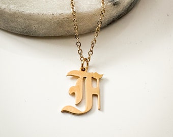 Eerste ketting, briefketting, gouden ketting, gepersonaliseerde naamketting, aangepaste ketting, voor haar voor vrouw, voor moedergeschenken, oud Engels