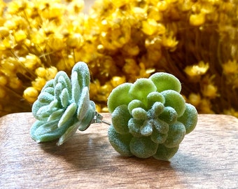 Boucles d'oreilles plante succulente pour oreilles percées légers sans nickel vert sauge fausse fleur boucle d'oreille plante floue cadeaux de mariage