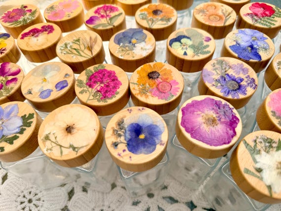 Spice Jar Pantry Organizer Pressed Flower Artwork Homeware Cottage Core Aesthetic Small Kitchen Design Kitchen Cupboard Spice Storage Set