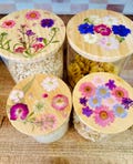 Pressed Flower Pantry Storage Container Kitchen Organization Coffee Canister Glass Tea Container Spice Jar Bamboo Lid Sugar Flour Homeware