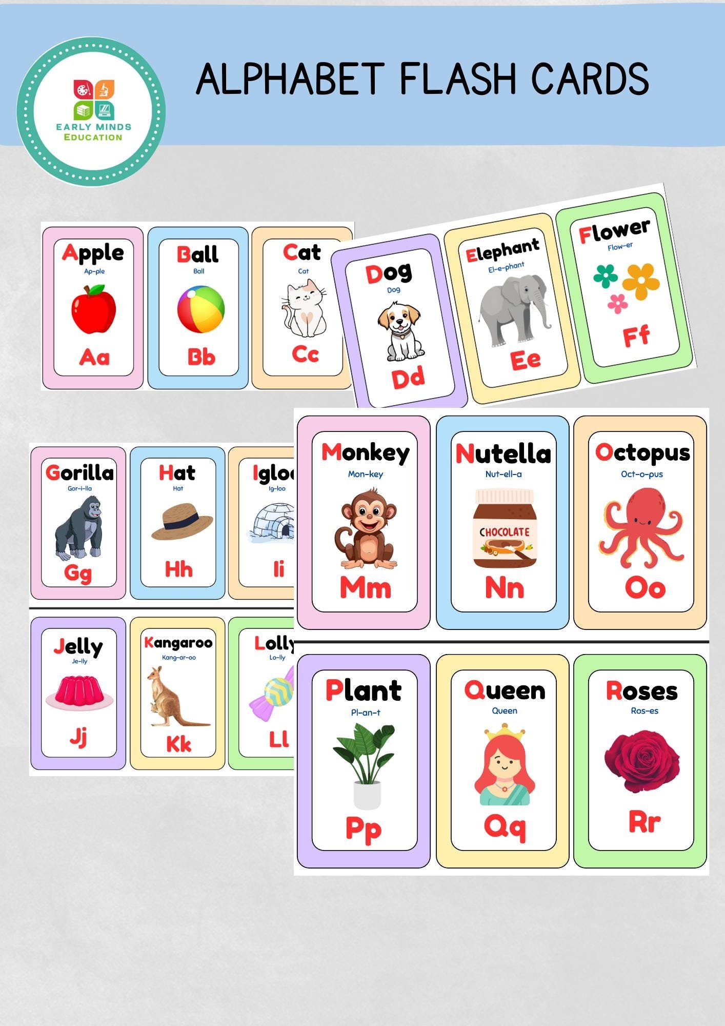 Motomi【絵カードのみABC】FLASHカードドライブラリ Alphabet Flashcards - Etsy