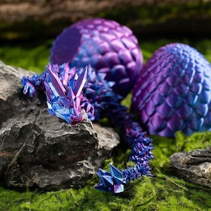 Surprise Dragon Egg Articulating Gemstone Dragon Fidget Toy - 3D Printed Dragons