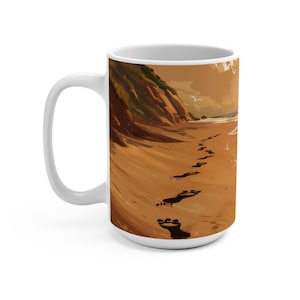 Footprints in the Sand Poem - Inspirational Beach Mug for Dad | Father&#39;s Day Journey of Faith & Guidance Cup