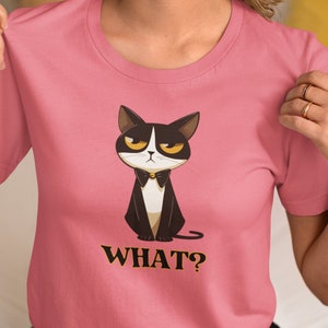 Camiseta unisex de manga corta con diseño de gato, divertida camiseta con humor de gatito, regalo para amantes de los gatos, camiseta con estampado de animales, camiseta con actitud felina.