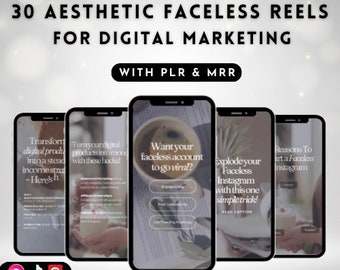 30 Faceless Reels For Instagram Done For You Light Aesthetic Luxury Videos With Master Resell Rights MRR & PLR Social Media Templates