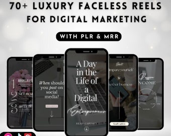 70+ Faceless Reels For Instagram Done For You Dark Aesthetic Luxury Videos With Master Resell Rights MRR & PLR Social Media Templates