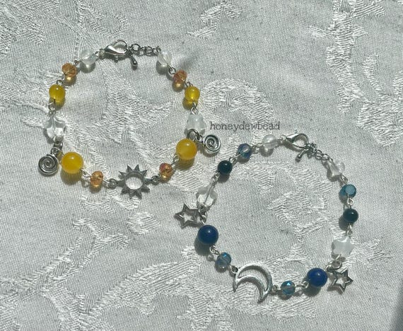 Matching Sun and Moon Friendship Bracelets: Celestial Jewelry