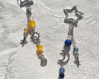 Sun and Moon Keychain Set: Celestial Friendship Jewelry