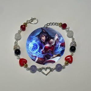 league of legends charm bracelet - ahri bracelet - league of legends ahri - nine tailed fox bracelet - league of legends jewelry