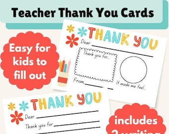 Cartes de remerciement pour enseignants des enfants | Cadeau de remerciement pour l'enseignant