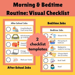 Visual Checklist Template for Kids' After School & Bedtime Routines - Etsy